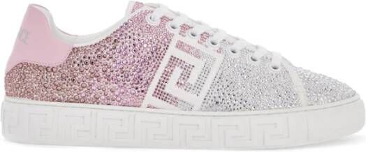 Versace Kristal Bezaaide Satijnen Sneakers Pink Dames