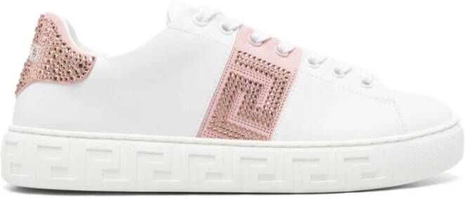 Versace Kristalversierde Witte Sneakers White Dames