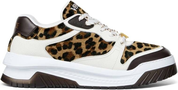 Versace Leopard Print Panelled Sneakers Multicolor Heren