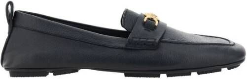 Versace Leren Driver Loafers met Metallic Detail Black Heren