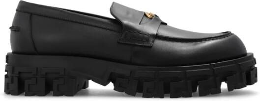 Versace Leren loafers Black Heren