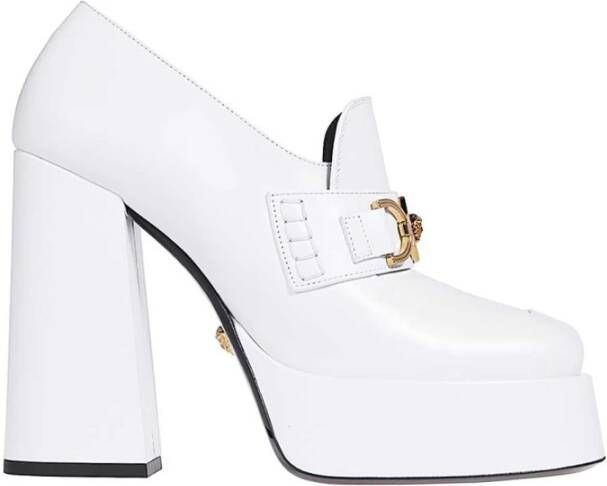 Versace Leren Loafers met Logo Detail White Dames