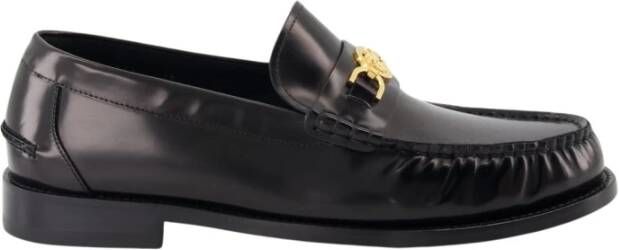 Versace Medusa Plaque Zwarte Kalfleren Mocassins Black Heren