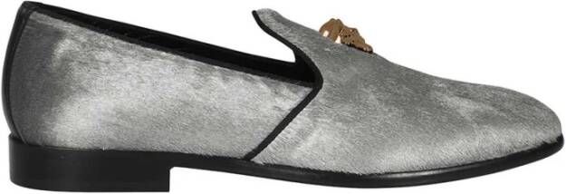 Versace Leren Moccasins met Metalen Detail Gray Heren