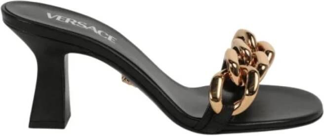 Versace Leren Sandalen Hakhoogte: 3.5 Black Dames