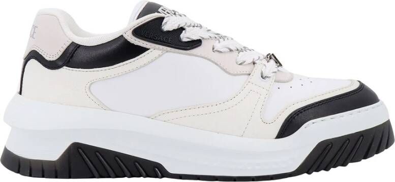 Versace Leren sneakers met La Greca-detail White Heren