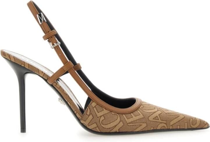 Versace Logo Print Pumps Beige Dames