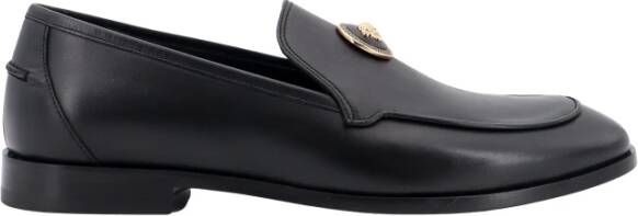 Versace Luxe Zwarte Leren Pantoffels Ss24 Black Heren