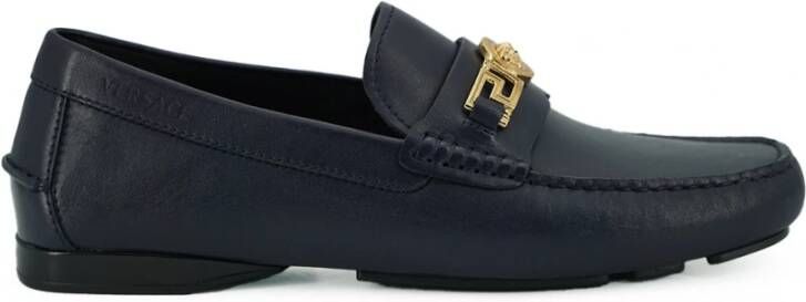 Versace Marineblauw Kalfsleer Loafers Blue Heren