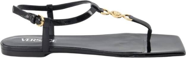 Versace Zwarte Sandalen met Slangenprint Leer Black Dames