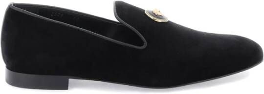 Versace Zwarte fluwelen loafers met Medusa-detail Black Heren