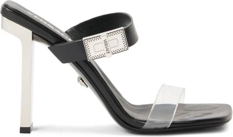 Versace Metalen Hak Instap Sandalen Black Dames