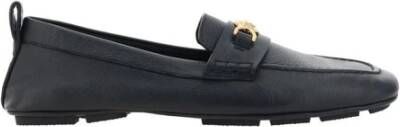 Versace Leren Driver Loafers met Metallic Detail Black Heren