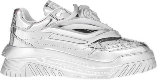 Versace Metallic Sneakers met Geperforeerde Neus Gray Dames