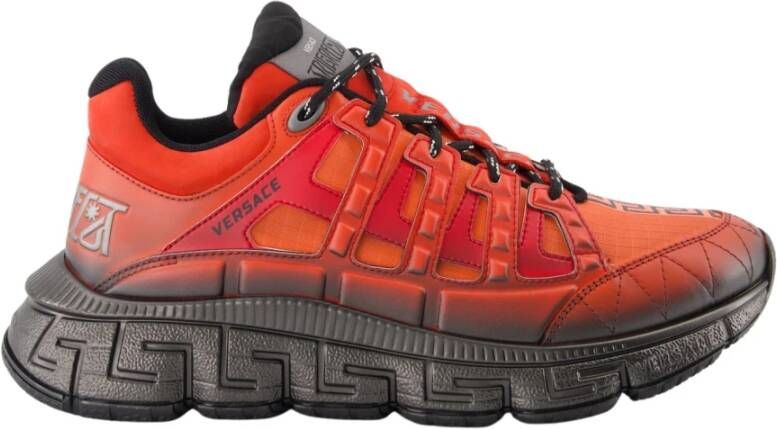 Versace Rode lage sneakers met Trigreca-print Red Heren