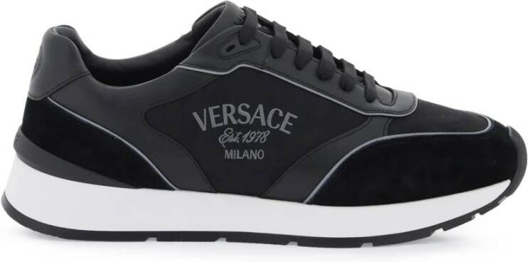 Versace Milano Sneakers met Barocco Patroon Black Heren