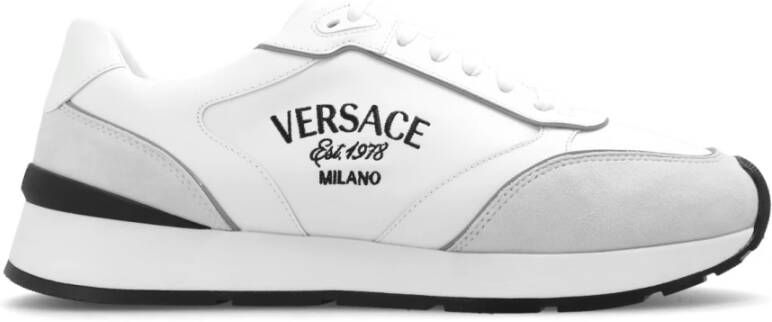 Versace Platte schoenen met geborduurd logo White Heren