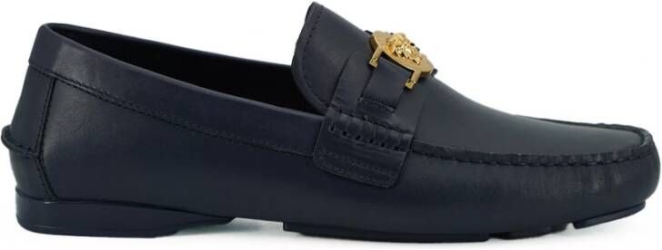 Versace Navy Blauw Kalfsleer Loafers Blue Heren