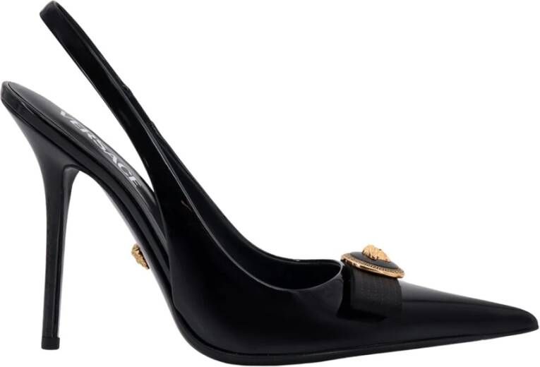 Versace Patentleren Slingback met Medusa Boog Black Dames