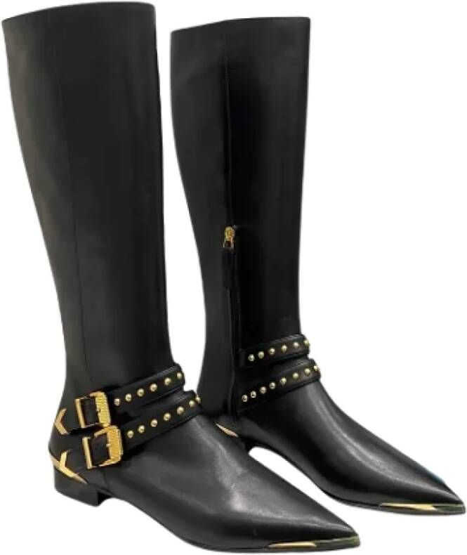 Versace Pre-owned Leather boots Black Dames