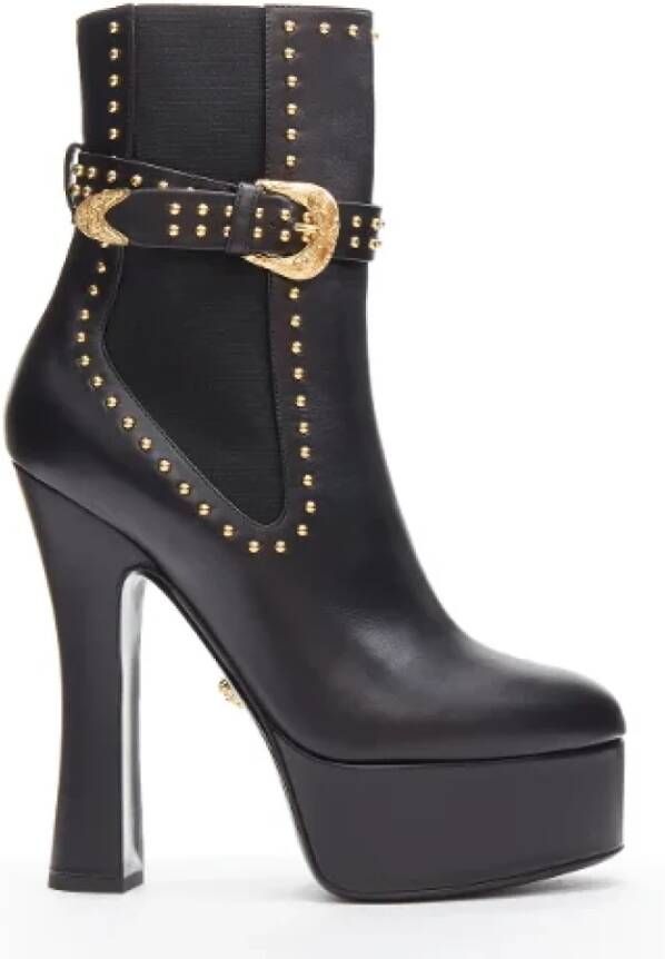 Versace Pre-owned Leather boots Black Dames