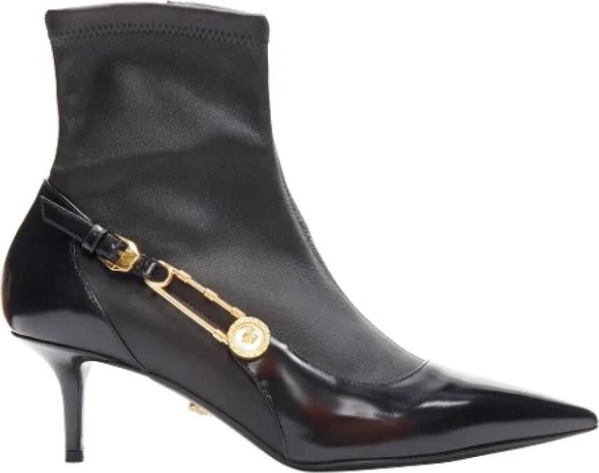 Versace Pre-owned Leather boots Black Dames