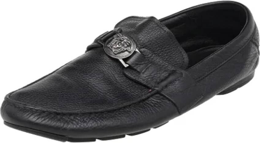 Versace Pre-owned Leather flats Black Dames