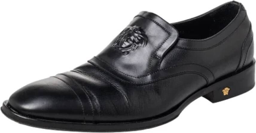 Versace Pre-owned Leather flats Black Dames