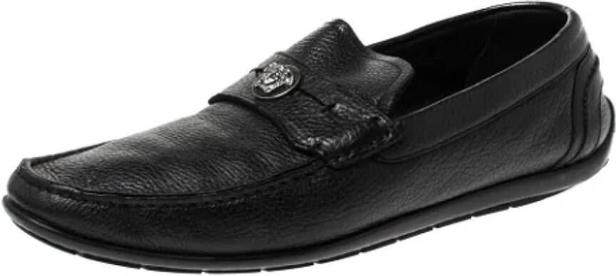 Versace Pre-owned Leather flats Black Dames