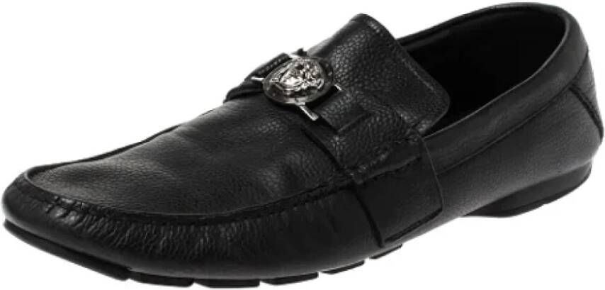 Versace Pre-owned Leather flats Black Dames