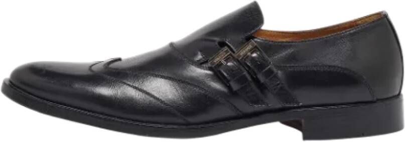 Versace Pre-owned Leather flats Black Heren