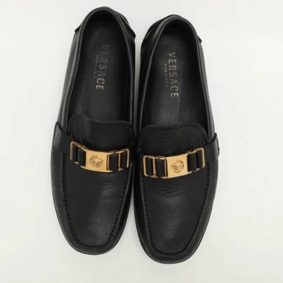 Versace Pre-owned Leather flats Black Heren