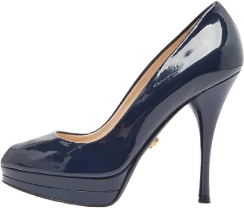 Versace Pre-owned Leather heels Blue Dames