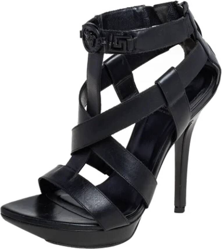 Versace Pre-owned Leather sandals Black Dames