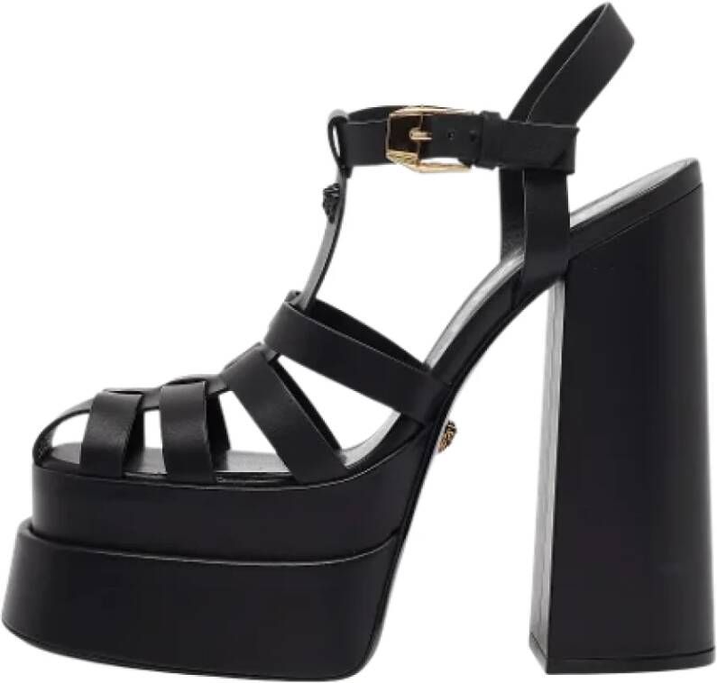 Versace Pre-owned Leather sandals Black Dames