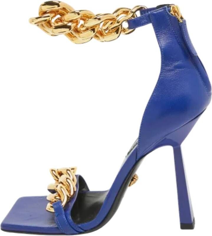 Versace Pre-owned Leather sandals Blue Dames