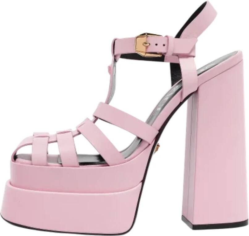 Versace Pre-owned Leather sandals Pink Dames