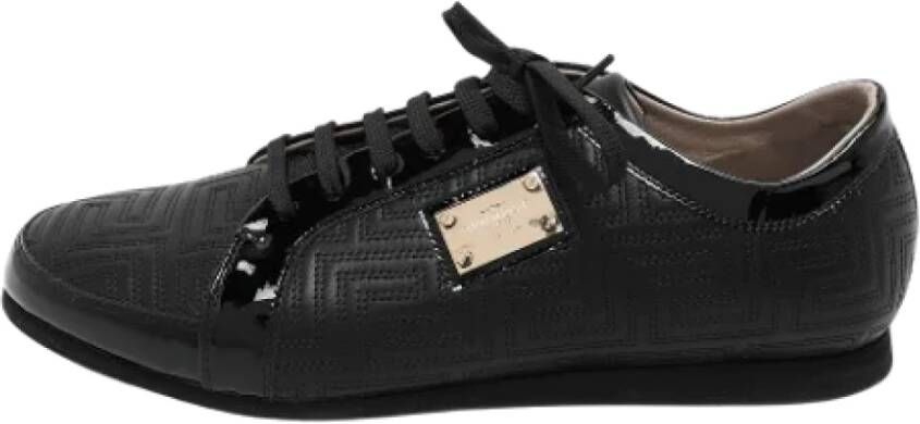 Versace Pre-owned Leather sneakers Black Dames