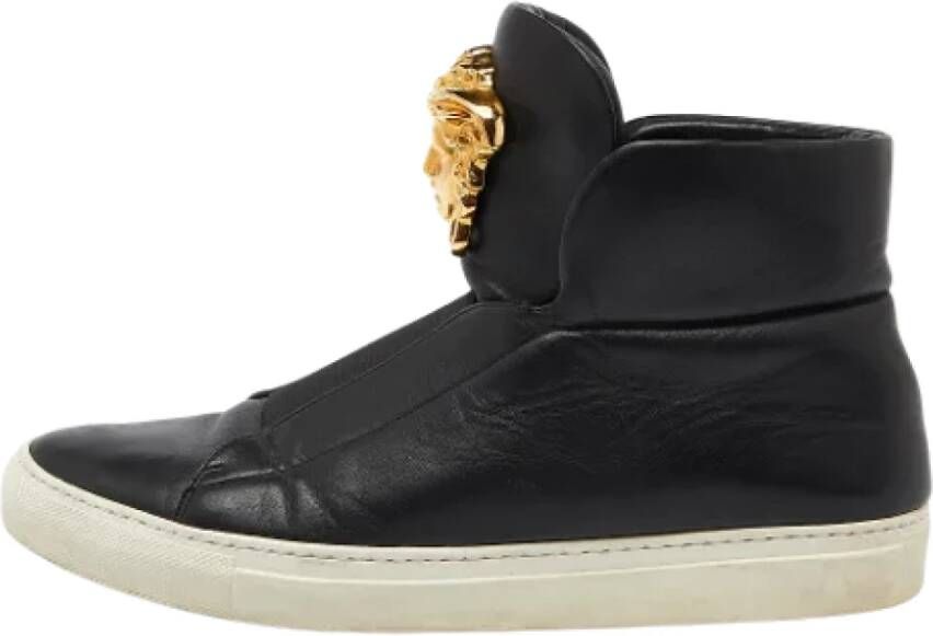 Versace Pre-owned Leather sneakers Black Heren