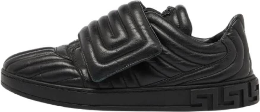 Versace Pre-owned Leather sneakers Black Heren