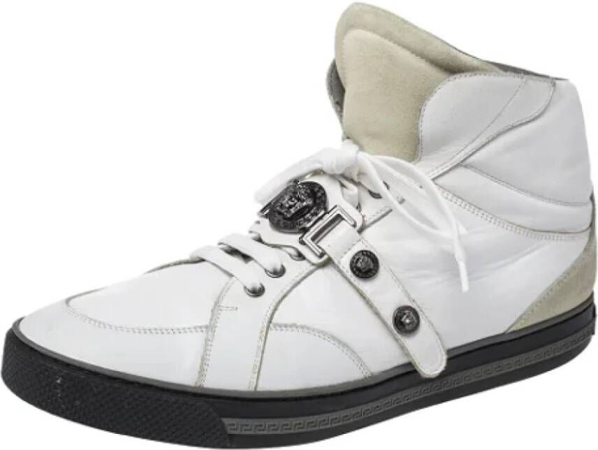 Versace Pre-owned Leather sneakers White Dames