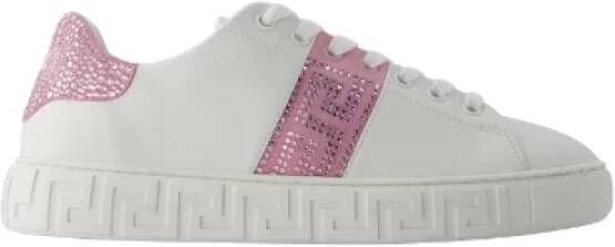 Versace Pre-owned Leather sneakers White Dames