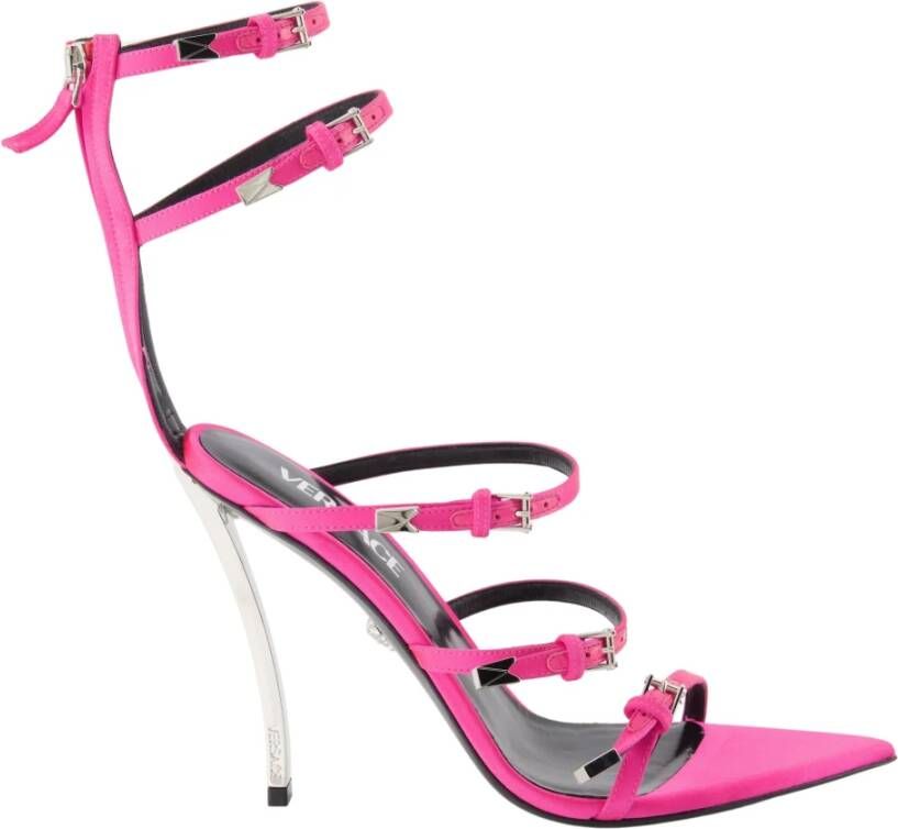 Versace Puntige Neus Leren Pumps Pink Dames