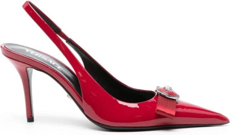 Versace Rode Kalfsleren Slingback Hakken Red Dames