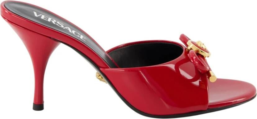 Versace Rode Lakleren Bow Hiel Muiltjes Red Dames