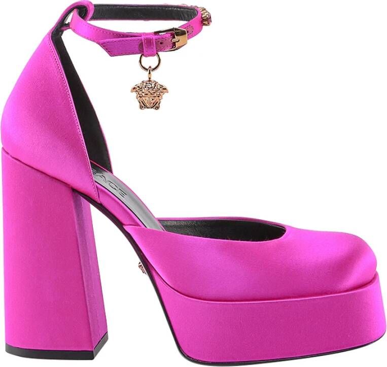 Versace Fuchsia Hak Platform Sandalen met Medusa Charme Pink Dames