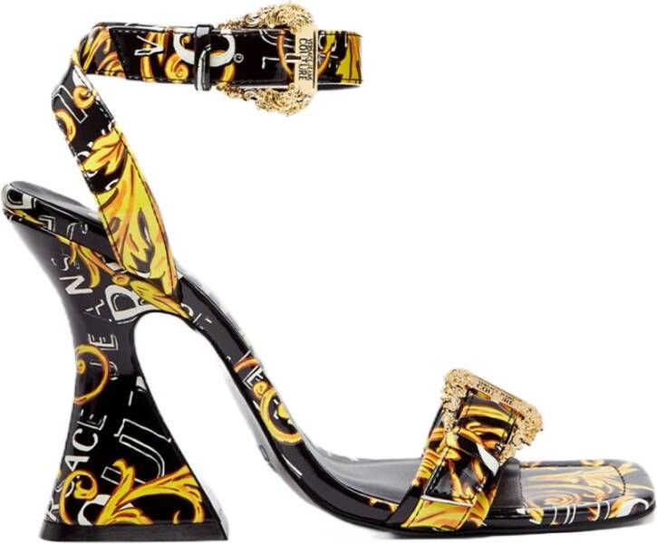 Versace Jeans Couture Multicolor Barok Print Hoge Hak Sandalen Multicolor Dames