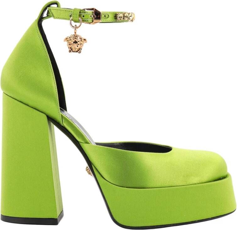 Versace Satin Décolleté Hakken met Strass Details Green Dames