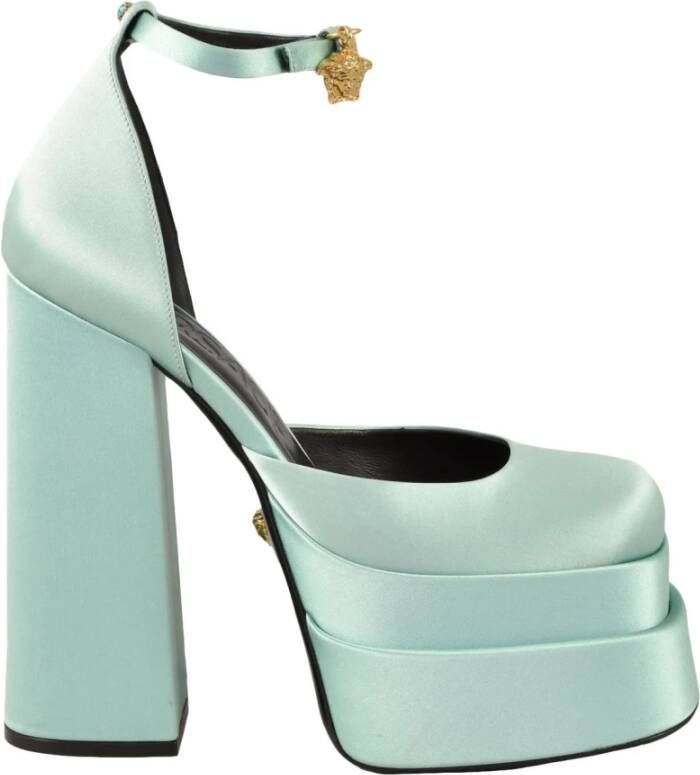 Versace Satin Schoenen Collectie Blue Dames