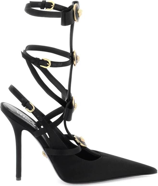 Versace Satin Slingback Pumps met Strikjes Black Dames